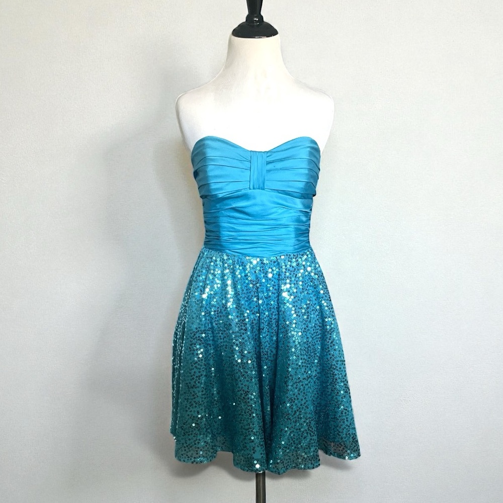Betsey Johnson Teal Strapless Sequin Party Dress